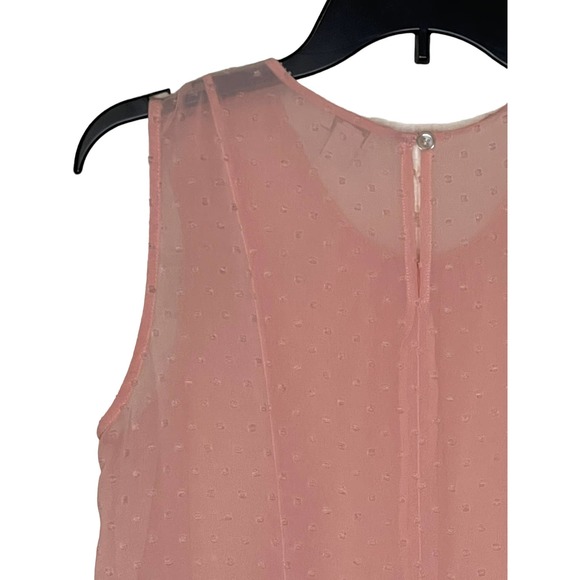 J.Crew Women's Tank Top Semi Sheer Polka Dot Peplum Lightweight Pink Size 6 - Picture 8 of 9